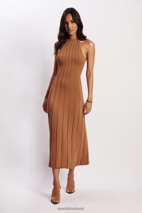 Meshki Adrienne Halter Neck Midi Dress Clothing Tan 6DX22114