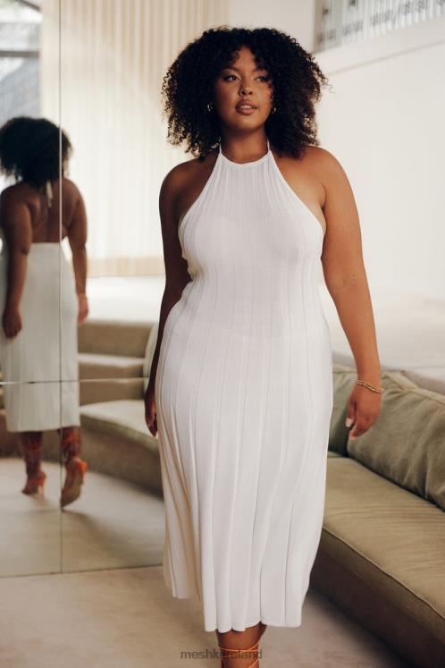 Meshki Adrienne Halter Neck Midi Dress Clothing White 6DX22176