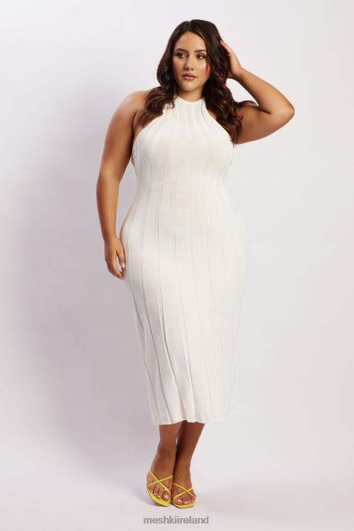 Meshki Adrienne Halter Neck Midi Dress Clothing White 6DX22176