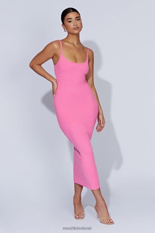 Meshki Alexis Ribbed Cami Midi Dress Clothing Bubblegum Pink 6DX22421