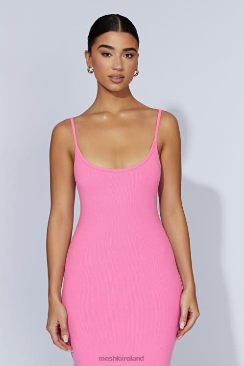 Meshki Alexis Ribbed Cami Midi Dress Clothing Bubblegum Pink 6DX22421