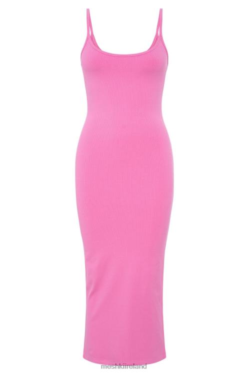 Meshki Alexis Ribbed Cami Midi Dress Clothing Bubblegum Pink 6DX22421