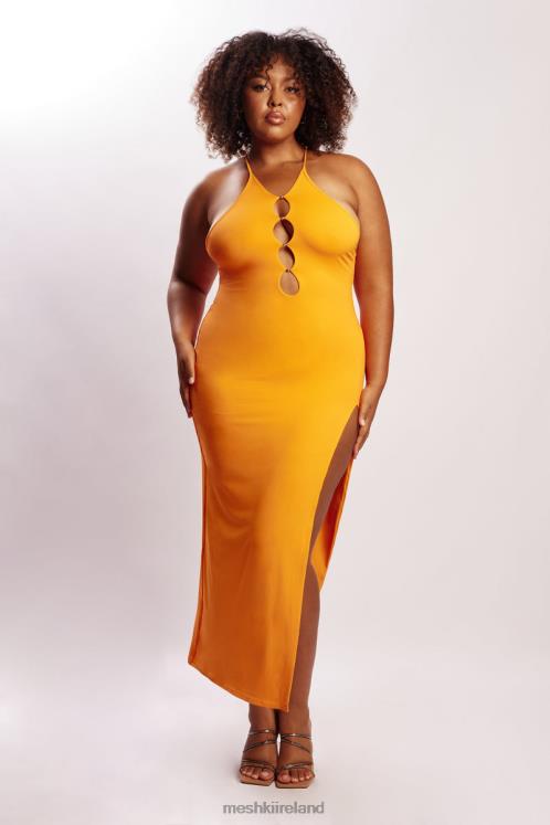 Meshki Ally Beaded Halter Midi Dress Clothing Tangerine 6DX22731