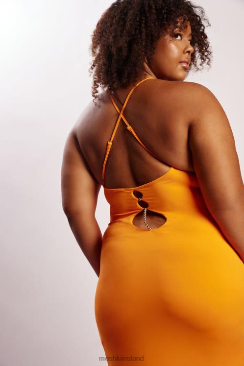 Meshki Ally Beaded Halter Midi Dress Clothing Tangerine 6DX22731