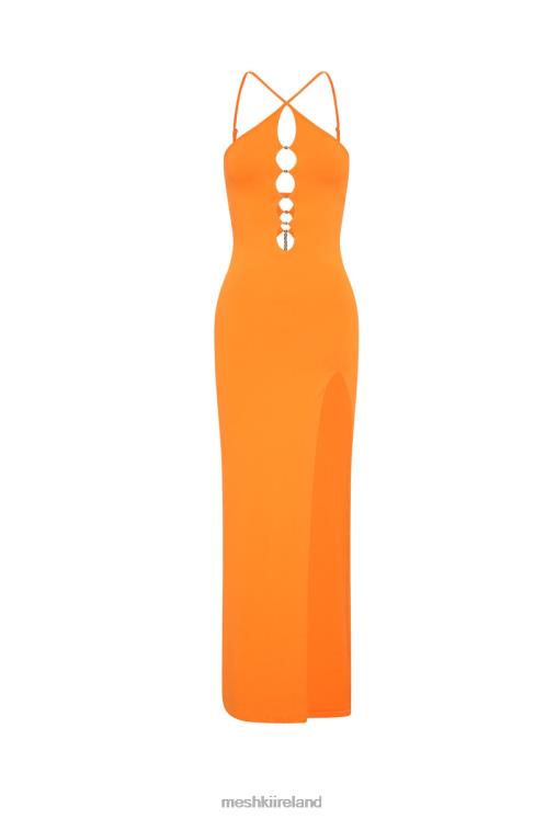 Meshki Ally Beaded Halter Midi Dress Clothing Tangerine 6DX22731