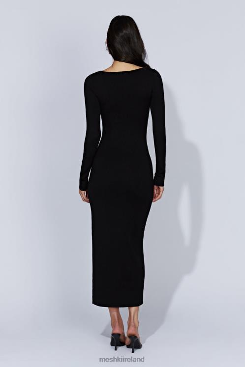 Meshki Alma Long Sleeve Knit Midi Dress Clothing Black 6DX22553