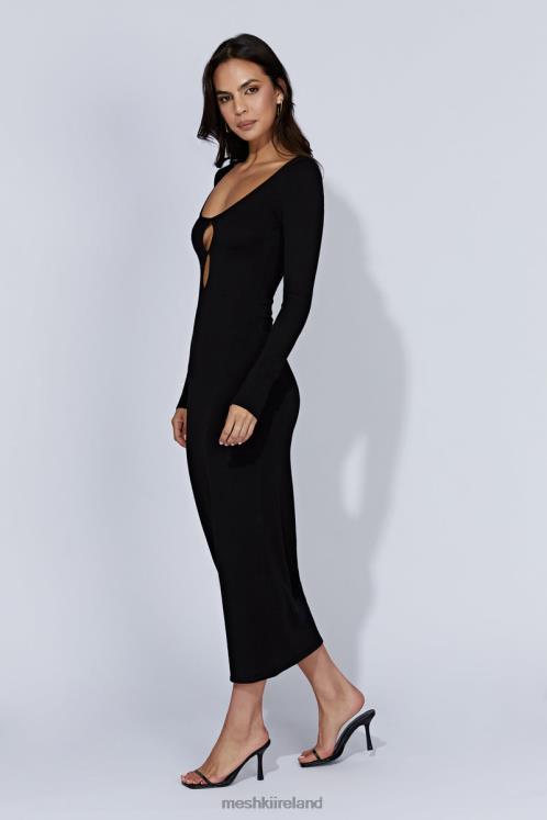 Meshki Alma Long Sleeve Knit Midi Dress Clothing Black 6DX22553