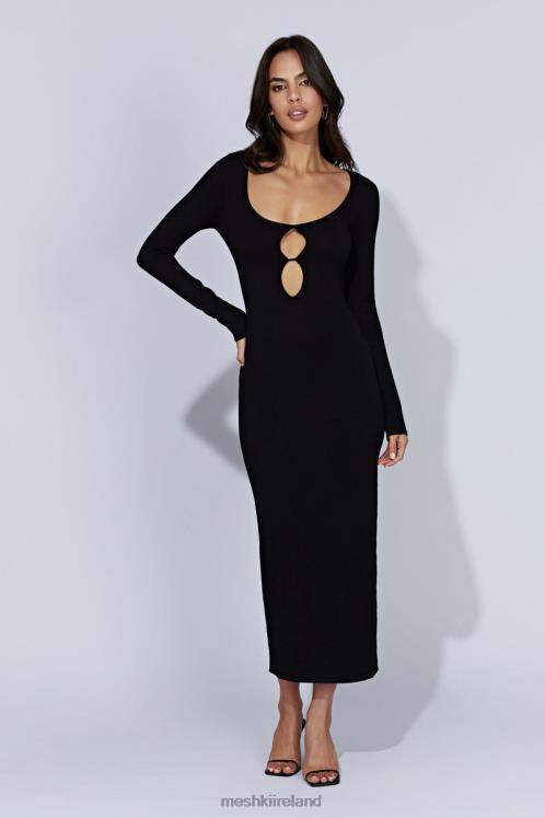 Meshki Alma Long Sleeve Knit Midi Dress Clothing Black 6DX22553