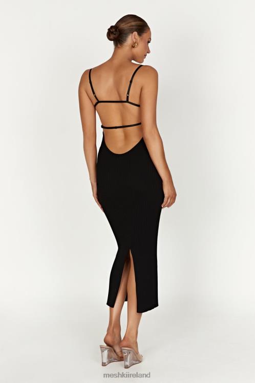 Meshki Avalon Backless Knit Midi Dress Clothing Black 6DX22417