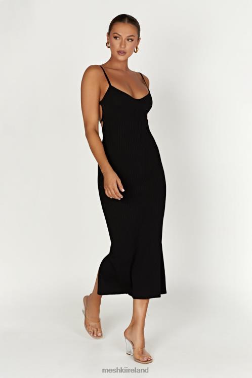 Meshki Avalon Backless Knit Midi Dress Clothing Black 6DX22417