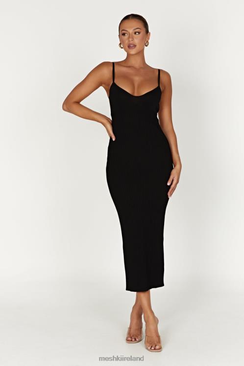 Meshki Avalon Backless Knit Midi Dress Clothing Black 6DX22417