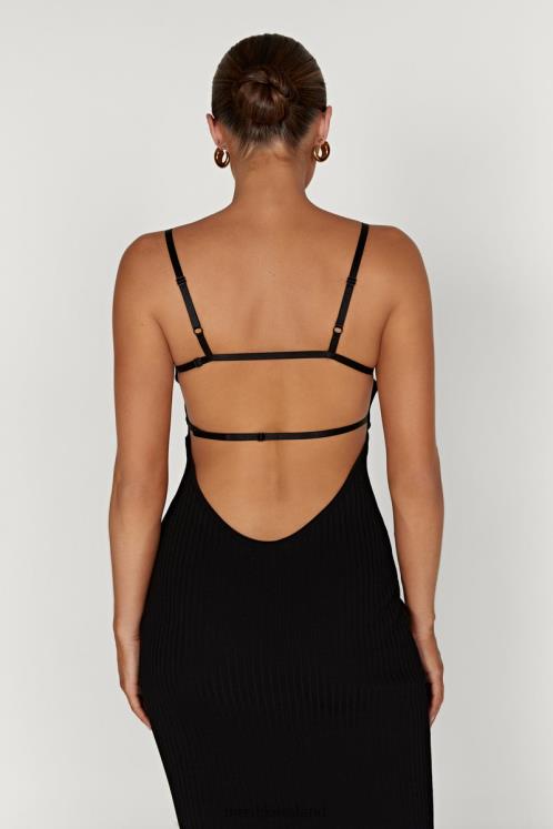 Meshki Avalon Backless Knit Midi Dress Clothing Black 6DX22417