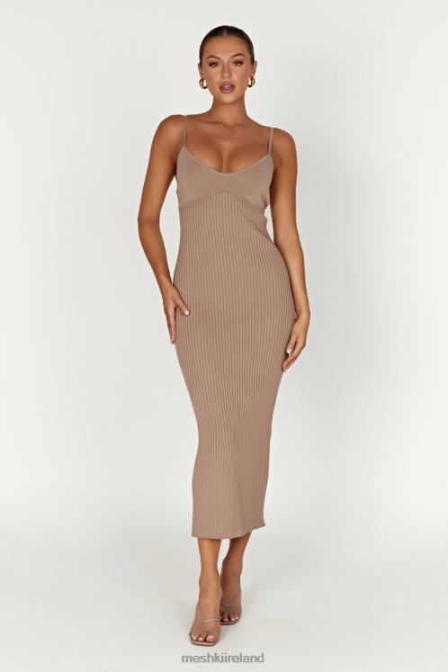 Meshki Avalon Backless Knit Midi Dress Clothing Taupe 6DX22350