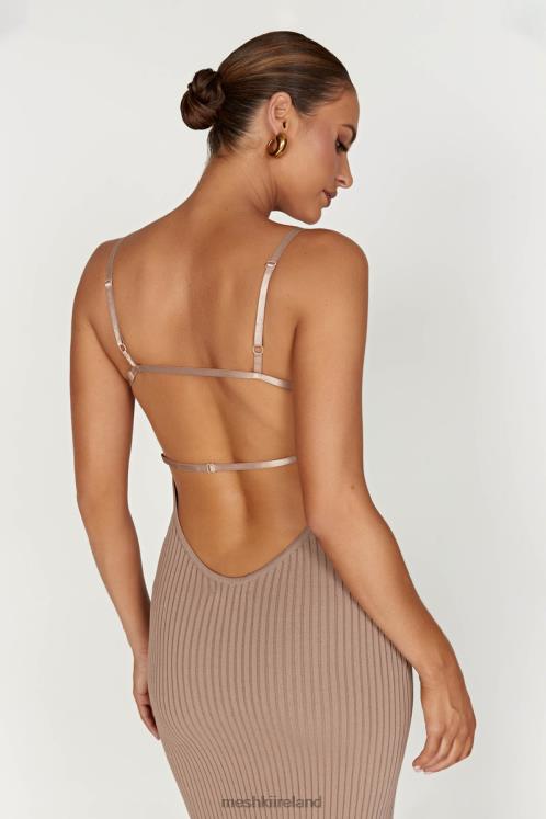 Meshki Avalon Backless Knit Midi Dress Clothing Taupe 6DX22350