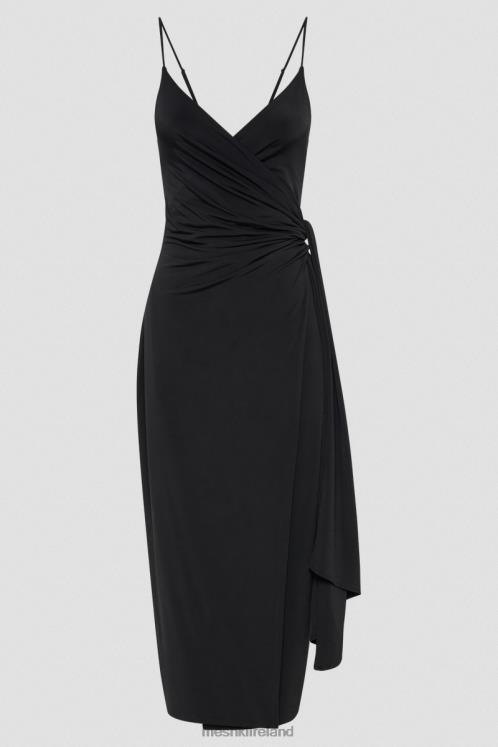 Meshki Caroline Draped Wrap Midi Dress Clothing Black 6DX22109