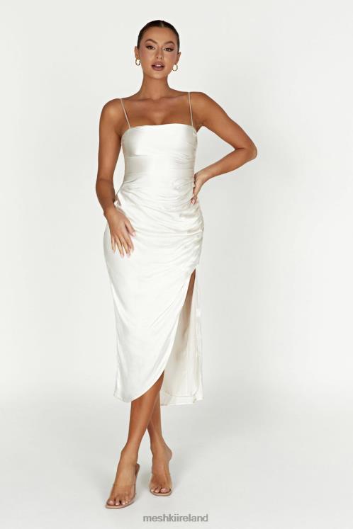 Meshki Claudette Satin Drape Midi Dress Clothing Ivory 6DX22567