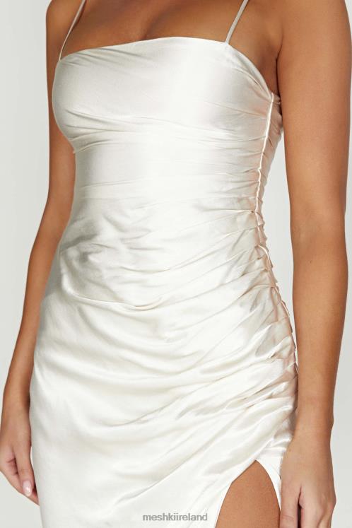 Meshki Claudette Satin Drape Midi Dress Clothing Ivory 6DX22567