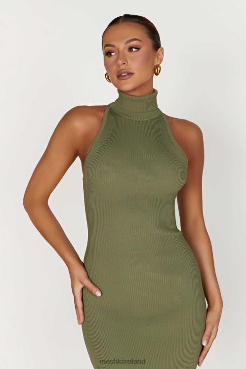 Meshki Connie Turtleneck Knit Midi Dress Clothing Olive 6DX2263
