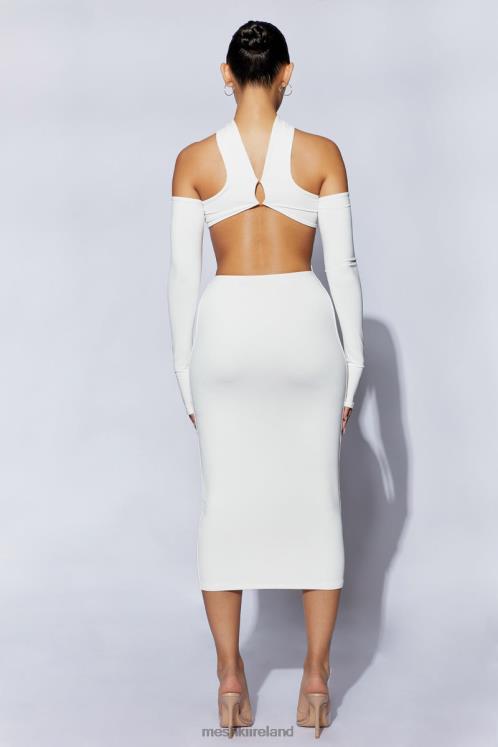 Meshki Demie Neckband Midi Dress With Fingerless Gloves Clothing White 6DX22704