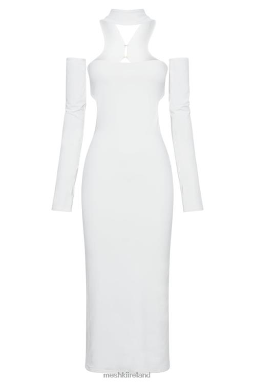 Meshki Demie Neckband Midi Dress With Fingerless Gloves Clothing White 6DX22704