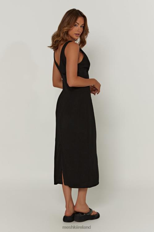 Meshki Elspeth Linen Midi Dress Clothing Black 6DX22403