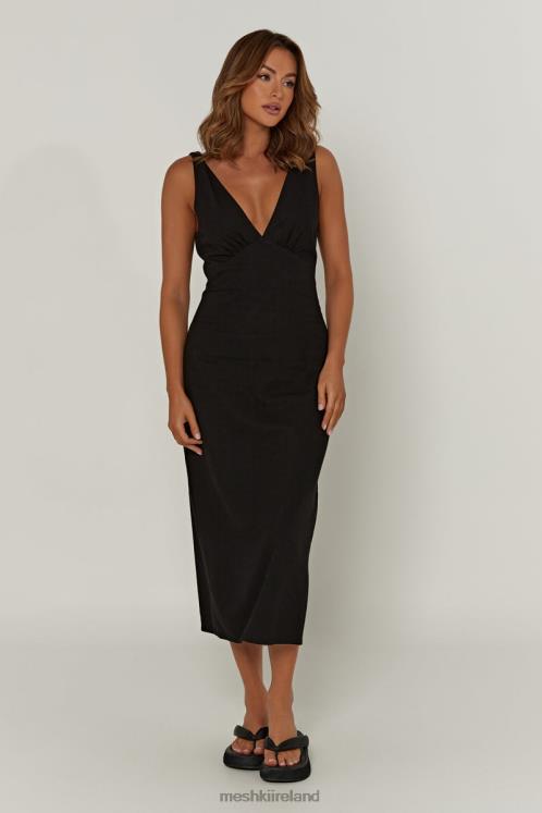 Meshki Elspeth Linen Midi Dress Clothing Black 6DX22403