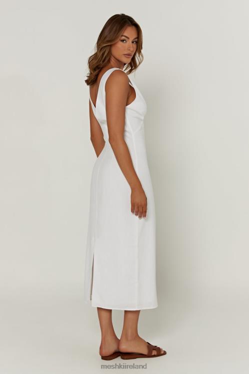 Meshki Elspeth Linen Midi Dress Clothing White 6DX22332