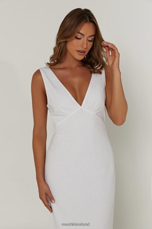 Meshki Elspeth Linen Midi Dress Clothing White 6DX22332