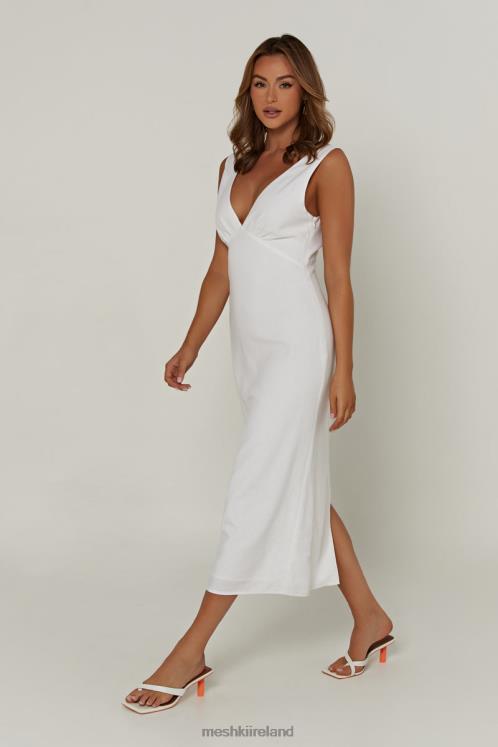 Meshki Elspeth Linen Midi Dress Clothing White 6DX22332