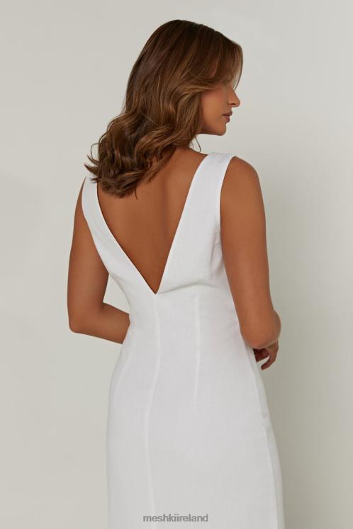 Meshki Elspeth Linen Midi Dress Clothing White 6DX22332