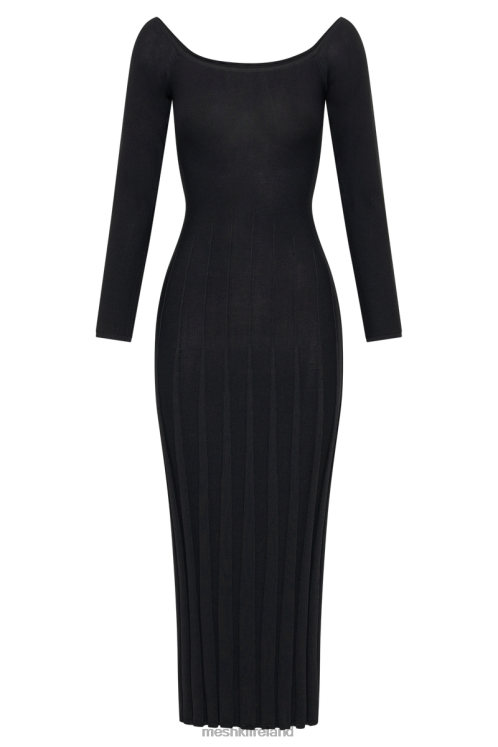 Meshki Emmeline Long Sleeve Rib Knit Midi Dress Clothing Black 6DX2294