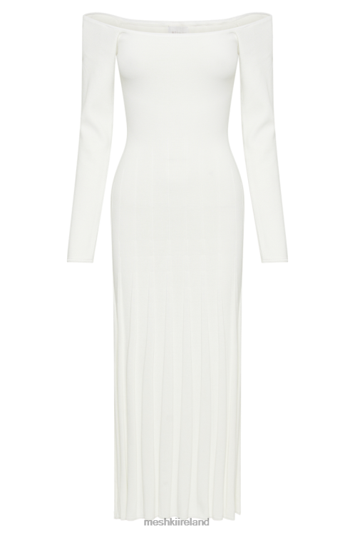 Meshki Emmeline Long Sleeve Rib Knit Midi Dress Clothing White 6DX2276