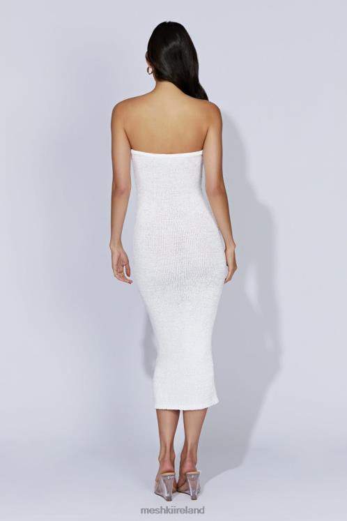 Meshki Friya Strapless Tape Yarn Midi Dress Clothing White 6DX22621