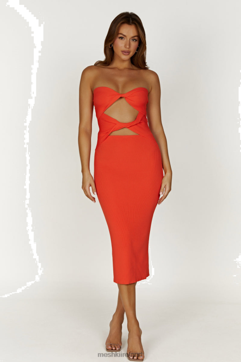 Meshki Gabrielle Twist Knit Midi Dress Clothing Coral 6DX22325