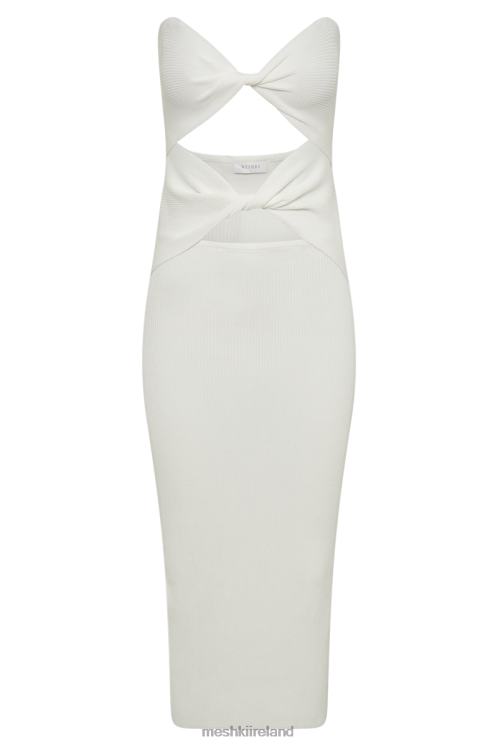 Meshki Gabrielle Twist Knit Midi Dress Clothing White 6DX22222