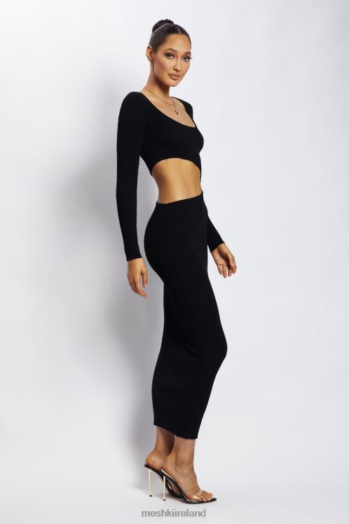 Meshki Gaia Cut Out Asymmetric Knitted Midi Dress Clothing Black 6DX22146