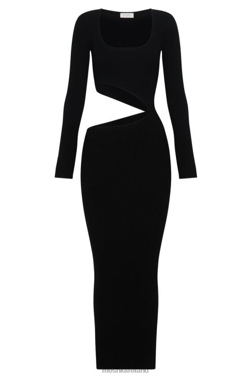 Meshki Gaia Cut Out Asymmetric Knitted Midi Dress Clothing Black 6DX22146