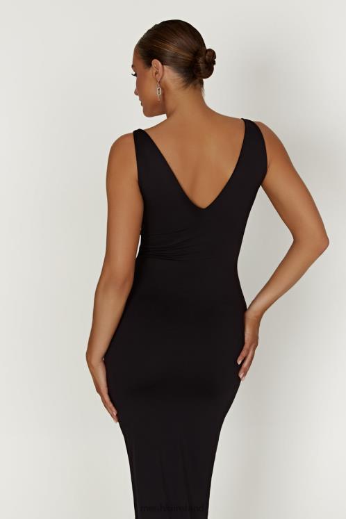 Meshki Gretel Recycled Nylon V Neck Midi Dress Clothing Black 6DX22310