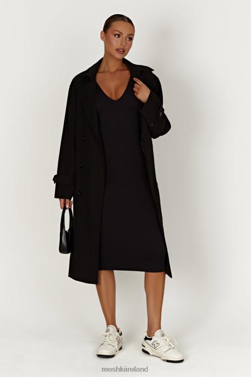 Meshki Gretel Recycled Nylon V Neck Midi Dress Clothing Black 6DX22310