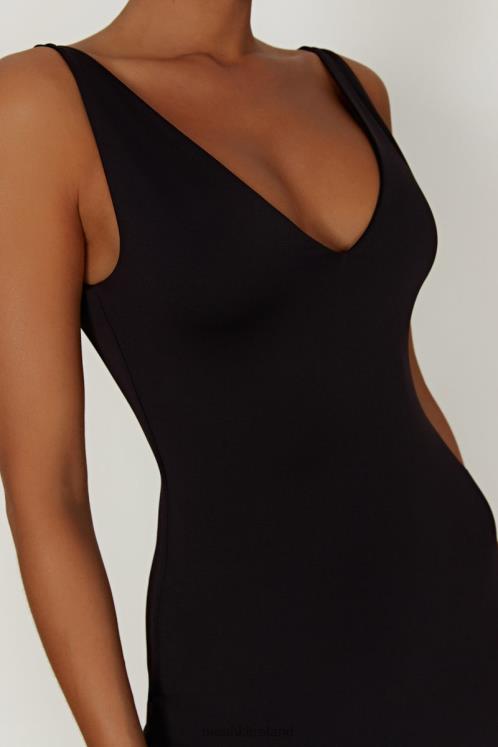 Meshki Gretel Recycled Nylon V Neck Midi Dress Clothing Black 6DX22310