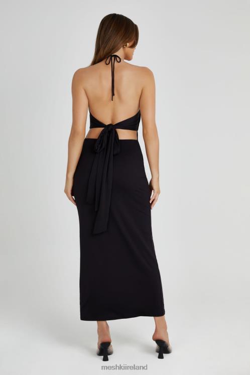 Meshki Heidi Recycled Nylon Pin Detail Midi Dress Clothing Black 6DX22210