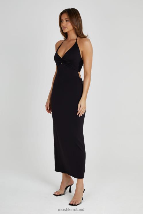 Meshki Heidi Recycled Nylon Pin Detail Midi Dress Clothing Black 6DX22210