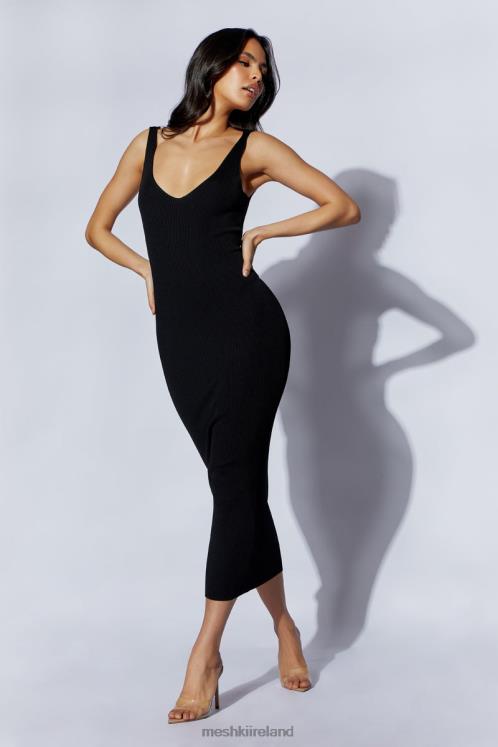 Meshki Jodie V Neck Midi Dress Clothing Black 6DX22375