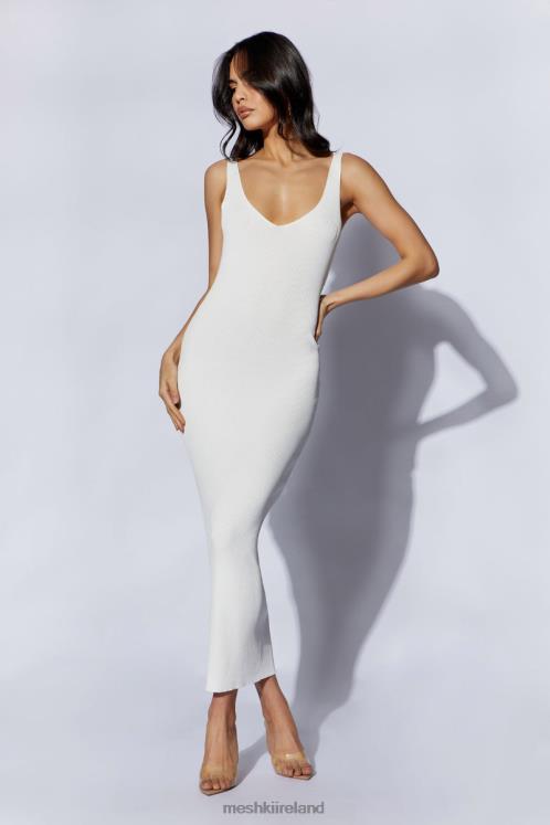 Meshki Jodie V Neck Midi Dress Clothing Off White 6DX22443