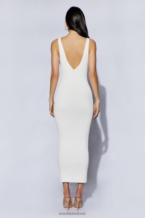 Meshki Jodie V Neck Midi Dress Clothing Off White 6DX22443