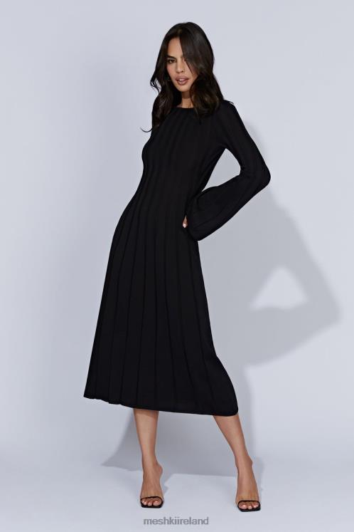 Meshki Juniper Flare Sleeve Knit Midi Dress Clothing Black 6DX22435