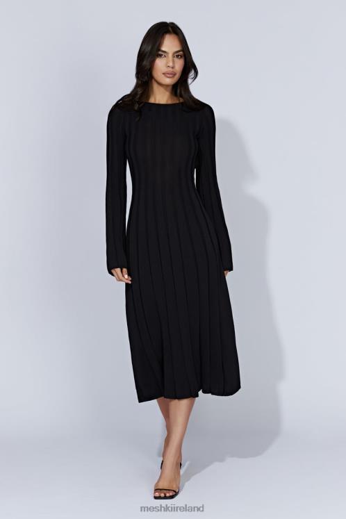 Meshki Juniper Flare Sleeve Knit Midi Dress Clothing Black 6DX22435
