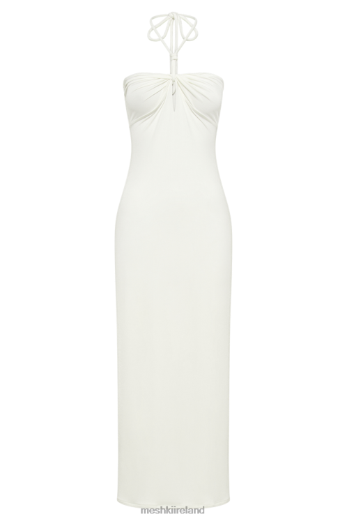 Meshki Krissy Midi Twist Halter Jersey Dress Clothing White 6DX22172