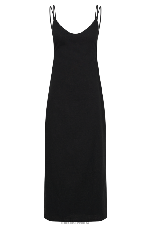 Meshki Leana Linen Backless Midi Dress Clothing Black 6DX22340