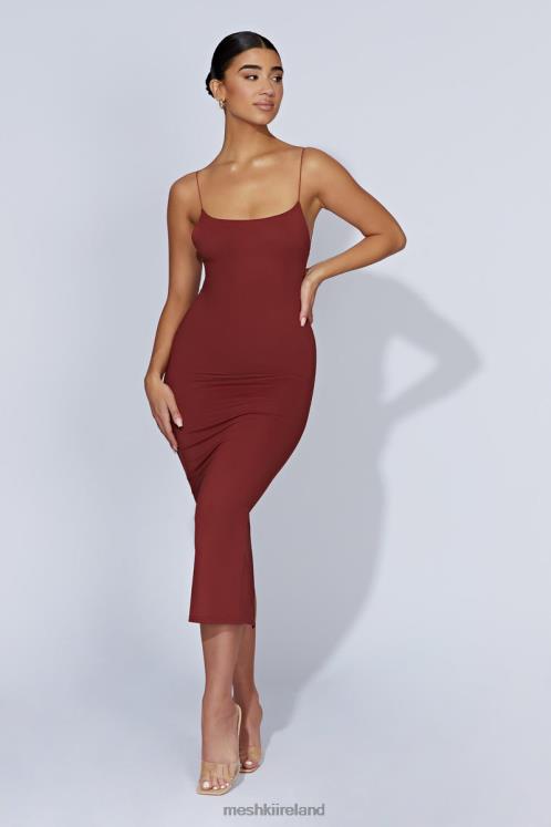 Meshki Lexia Scoop Low Neck Midi Dress Clothing Cherry Chocolate 6DX22551